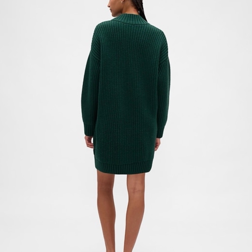 GAP Dark Green Ribbed Long-Sleeve Sweater Dress | M | NWT - Picture 2 of 3